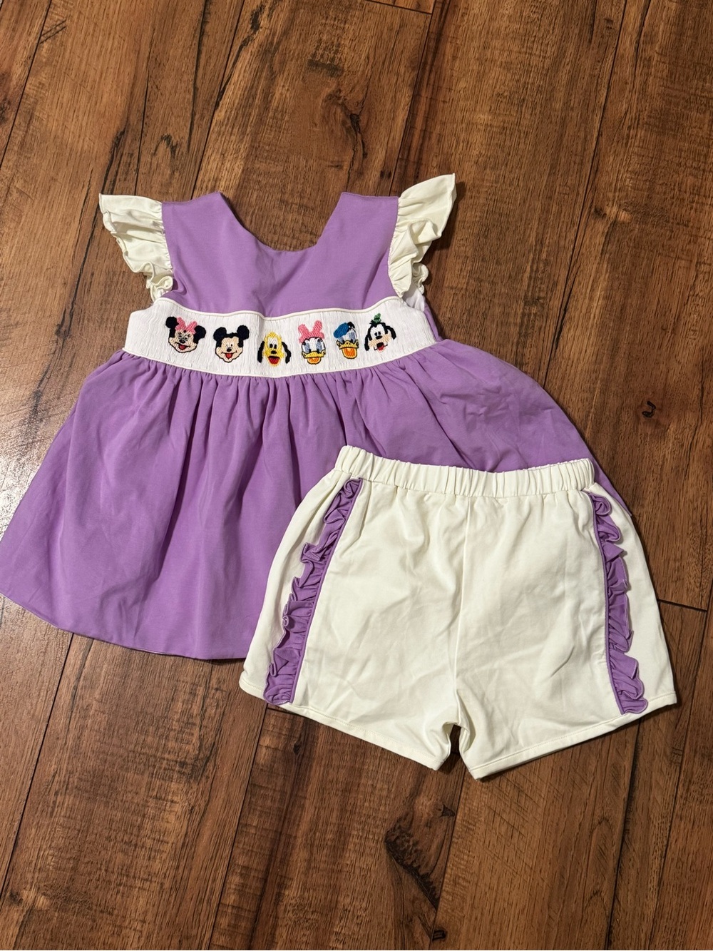 Disney Girls' Lavender Smocked Character Matching Set